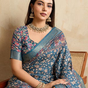 Beautiful Tussar Silk Ethnic Jaal Print Jacquard Border Saree With Unstitched Blouse, Functions Wear Sari, Festive Wear Sari, Puja Wear