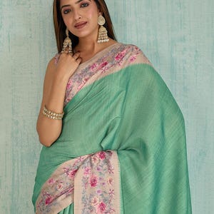 Beautiful Soft Cotton Silk Digital Printed Saree With Unstitched Blouse, Evening Wear Sari, Festive Wear Sari, Puja Wear