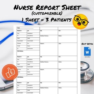 Nursing Report Sheet Template Customizable Nurse Report Sheet 3