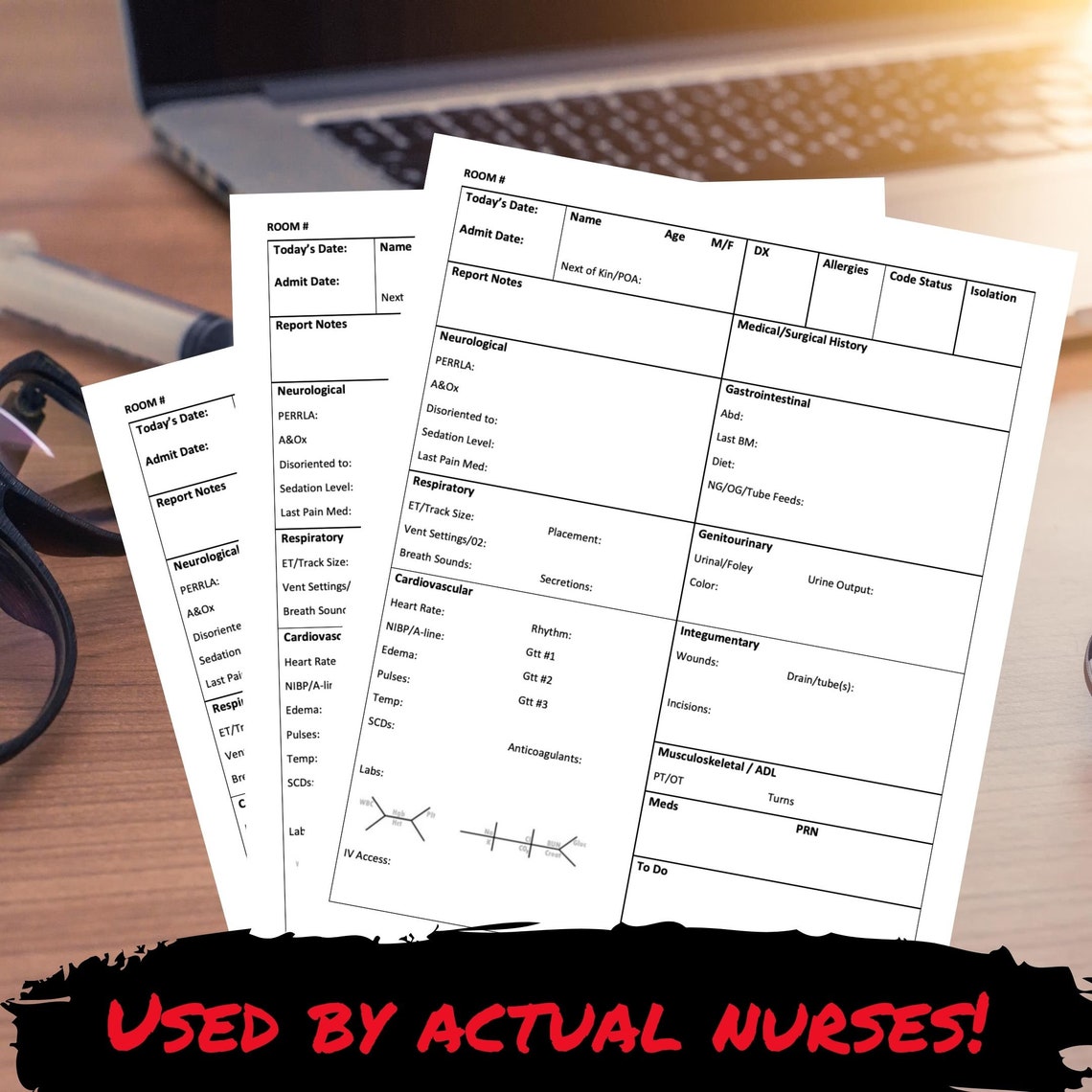 ICU Nursing Report Sheet Template Customizable Nurse Report Sheet 1