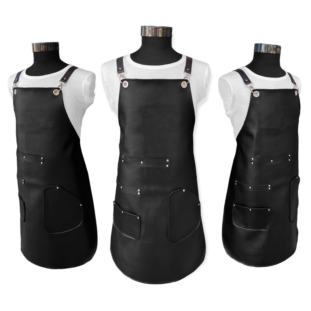 Black Full Leather Apron Butcher Apron cook Apron BBQ Apron cooking