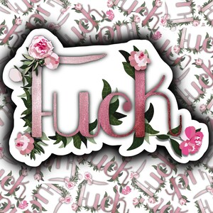 Glitzer Floral "Fuck" Aufkleber (3 Größen erhältlich)