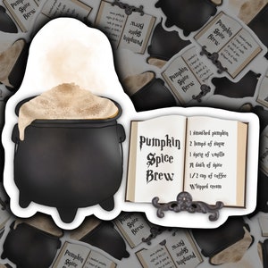 Pumpkin Spice Brew Cauldron & Spell Book Sticker (3 maten verkrijgbaar)