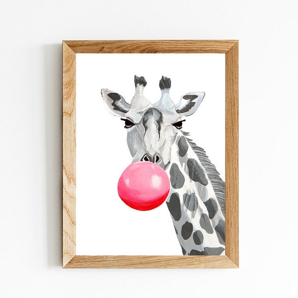 Giraffe mit Kaugummi - Print A4