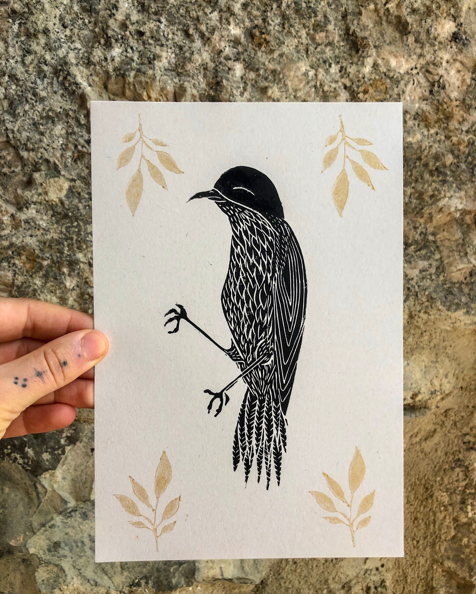 Bird Lino Print Linocut Relief Ink Print Original Etsy