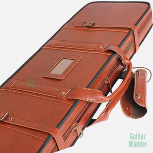 Handmade Hard Shell Leather Shotgun Case – Rigid Case for Disassembled Shotguns 28&quot;-30&quot; Barrels Bag Cover