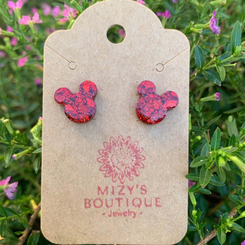 Handmade Glitter Mickey Earrings