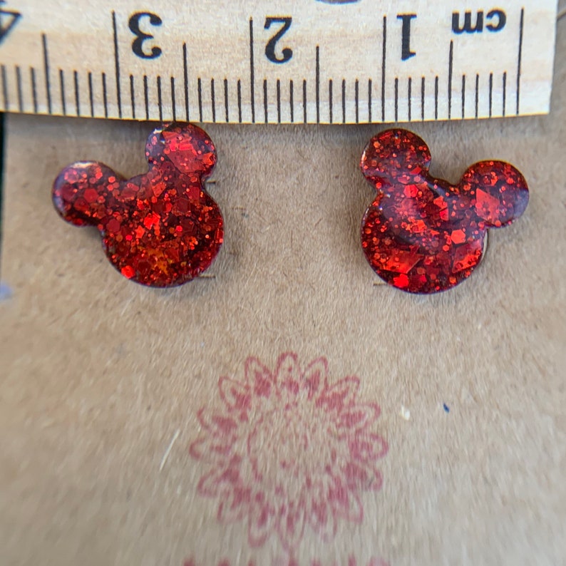 Handmade Glitter Mickey Earrings