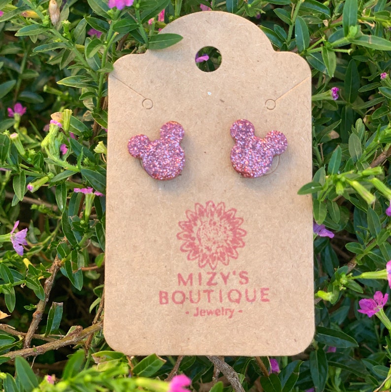 Handmade Glitter Mickey Earrings