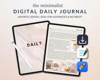 Digital Daily Journal & Planner | Mindfulness, Bullet Journaling, Note-Taking | Interactive PDF for Self-Reflection and Creativity