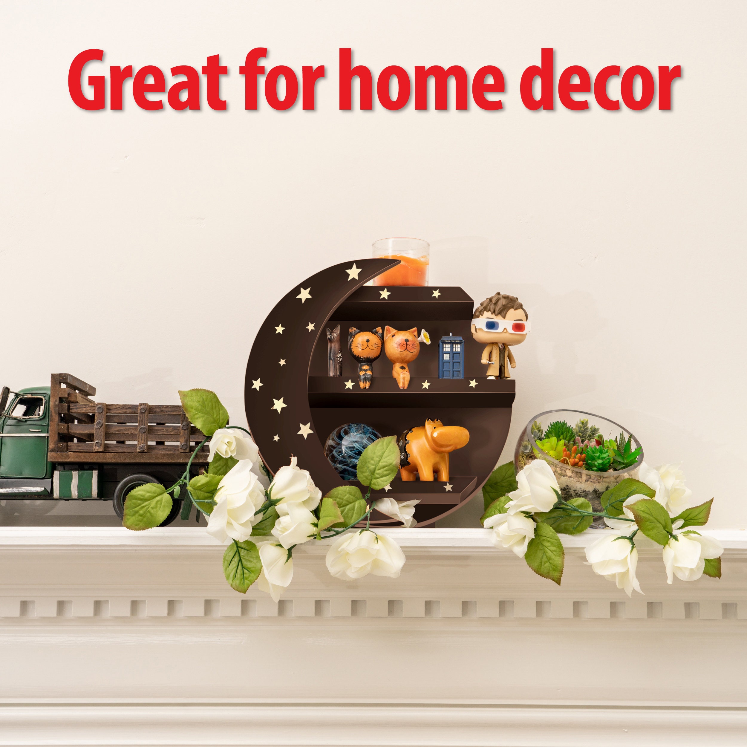 Crystal Display Shelf Moon Shelf Crystal Display Moon Star Etsy