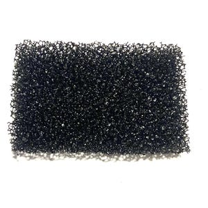 May include: Black foam filter for a vacuum cleaner or air purifier. The filter is made of a dense, porous material that traps dust, dirt, and other allergens.