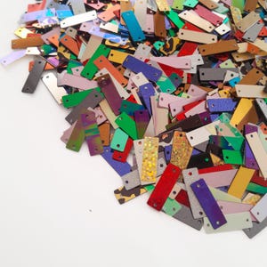 20x6mm Multicolor Rectangle Sequins, Two Hole Paillettes, Bulk Craft Supply