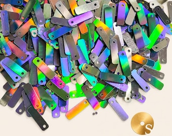 14x4mm Holographic Silver Rectangle Sequins, Top Hole Paillettes, Bulk Craft Supply