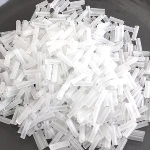 50gr, 100gr pack glass bugles beads 5mm, 6mm, 7mm white glassy transparent