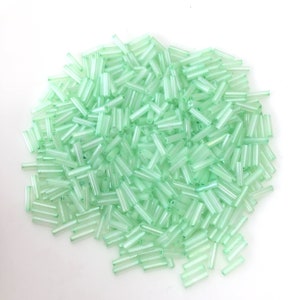 50gr, 100gr pack glass bugles beads 5mm, 6mm, 7mm neon green