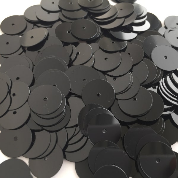 round flat bright shiny black centre hole sequins paillette lentejuelas 3mm,4mm,5mm, 6mm, 8mm, 10mm, 12mm