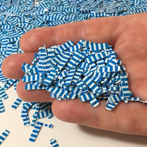 Blue White Zebra Print Rectangle Sequins, 14x4mm Top Hole Paillettes, Bulk Craft Supply
