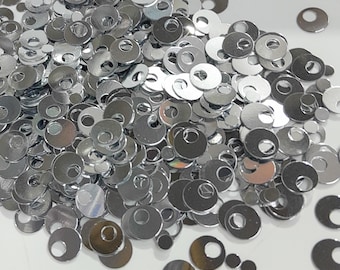 Srebrne okrągłe cekiny, 10 mm, 20 mm, 30 mm, duże cekiny z otworem u góry, hurtowe dostawy do rękodzieła