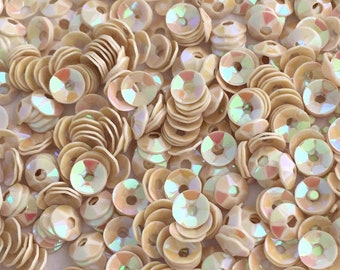 3mm - 4mm - 5mm tan bisque cream iridescent loose holographic round funnel cone cup sequins