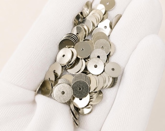 Silver Plated Brass Flat Round Sequins, Center Hole, 3mm to 12mm for Embroidery & Jewelry
