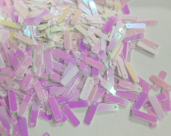 14x4mm Iridescent White Pearl Rectangle Sequins, Top Hole Paillettes, Loose Bulk Craft Supply
