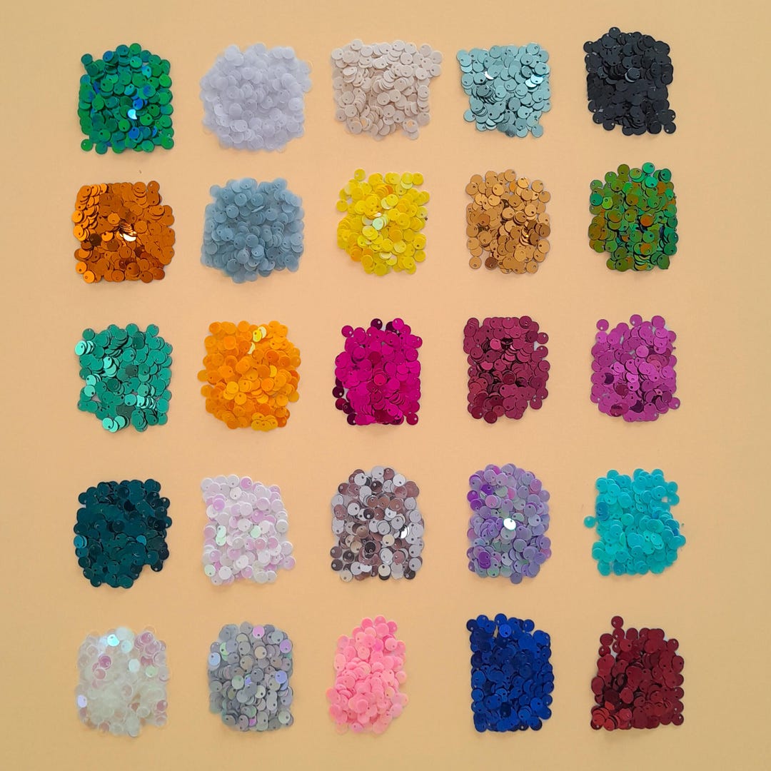 Multicolor Iridescent Sequins, 6mm Top Hole Round Flat Paillettes, 25 ...