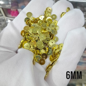 Gold plated brass metal center hole round disc flat sequins (3mm, 4mm, 5mm, 6mm, 7mm, 8mm, 10mm, 12mm)