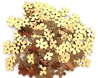 Gold flat flower shape 7mm iridescent embroidery sequins paillettes lentejuelas