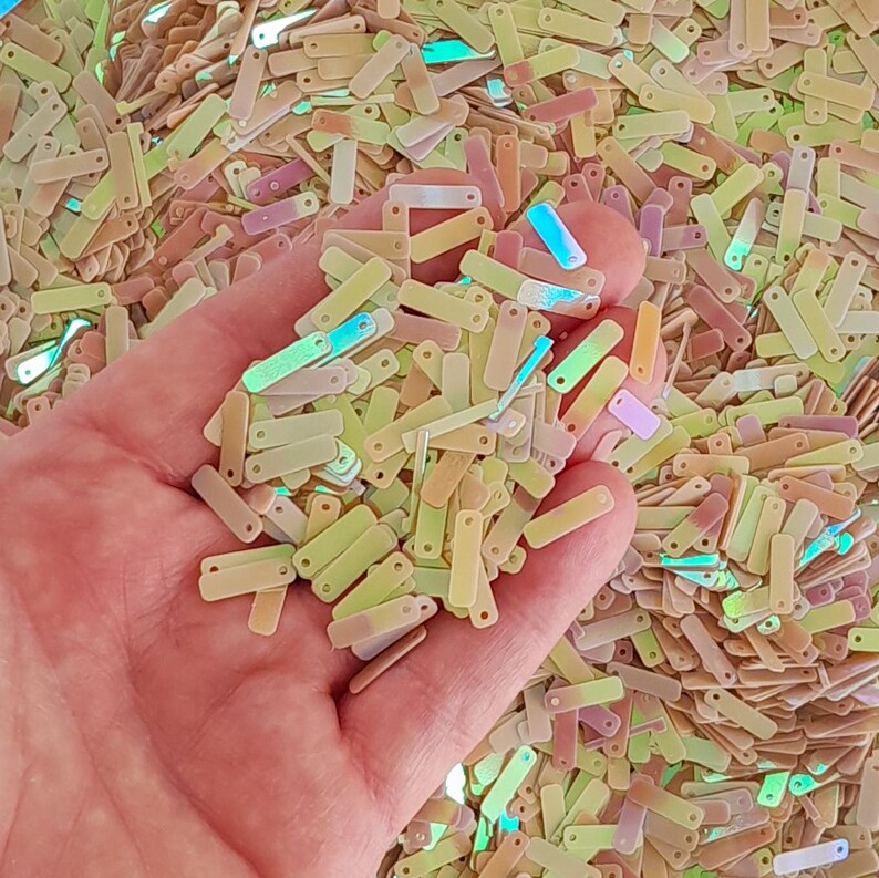 Rectangular Sequins Iridescent Bone White Rectangular Sequins, 14x4mm, 50g / 100g / 250g ...