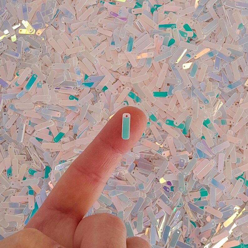 Rectangular Sequins White Pearl Iridescent 14x4mm Rectangular Flat Bulk Sequins 50 Gram ...