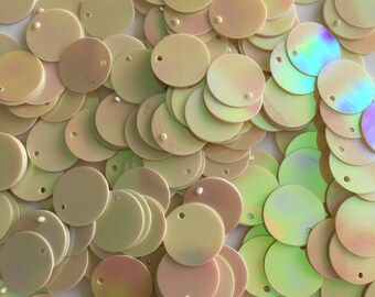 12mm, 16mm, 20mm round flat tan cream holographic top hole sequins lentejuelas