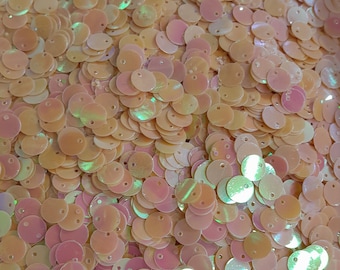 Iridescent Off White Shell Pearl Sequins, 6mm Top Hole Round Paillettes, Embroidery Craft Supply