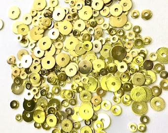 Brass metal gold silver color 3mm, 4mm, 5mm, 6mm, 7mm, 8mm, 10mm, 12mm center hole round flat sequins paillettes