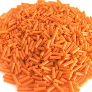 50gr, 100gr pack glass bugles beads 5mm, 6mm, 7mm orange