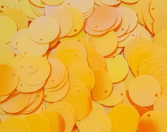 Yellow iridescent 16mm top hole round iridescent sequins paillettes 50 gram 400 pieces / 100 gram 800 pieces