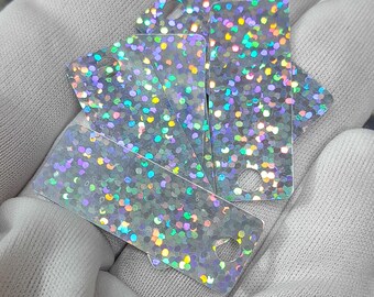Holographic Silver Rectangle Sequins, 38x15mm Flat Paillettes, Big Hole Craft Supply