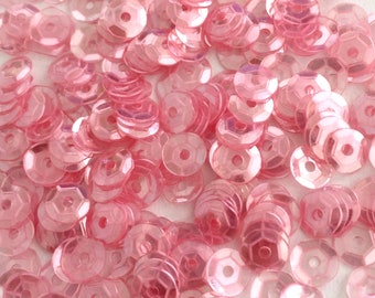 4mm, 5mm, 6mm, 8mm pink transparent glassy iridescent round loose color cup sequins