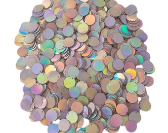20mm 30mm Rainbow Holographic Round Sequins, Iridescent Top Hole Paillettes, Bulk Loose Craft Supply