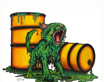 Nuclear Waste Cat  - 8x10 Print