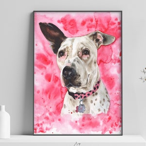 Ritratto personalizzato di un animale domestico da una foto, dipinto ad acquerello di un cane, regalo personalizzato per San Valentino, regalo commemorativo per la mamma di un animale domestico, regalo di inaugurazione della casa per la famiglia