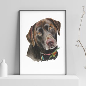 Ritratto personalizzato di un animale domestico, dipinto ad acquerello di un cane per regali personalizzati per le feste, ritratto commemorativo per la perdita di un animale domestico, regali di Natale