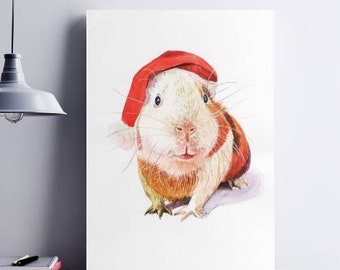 Custom Pet Portrait Guinea Pig Watercolor Rabbit Painting Personalized Gifts Pet Memorial Portrait from Photo