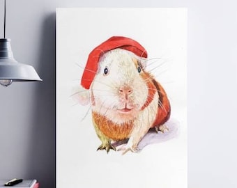 Custom Pet Portrait Guinea Pig Watercolor Rabbit Painting Personalized Gifts Pet Memorial Portrait from Photo