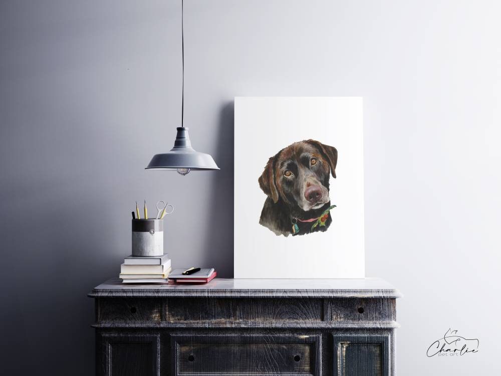 Custom Pet Portrait Watercolor Dog Cat Painting Personalized - Etsy