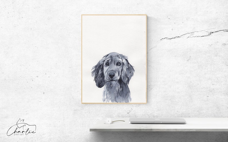 Peekaboo Pet Portrait Custom Watercolour Dog Painting Black and White Painting Personalized Pet Loss Gift For Owner Christmas Family Gifts