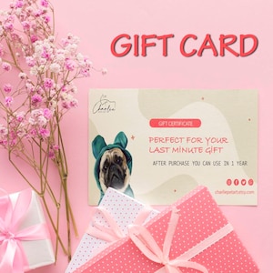 Certificado de tarjeta de regalo Retrato de mascota Vale de regalo de Navidad para dueños de mascotas Certificado de regalo de último momento imprimible