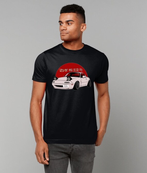 1999-04 Mazda Miata Sports Car Print T-Shirt - Redline Design, Heavyweight Cotton, Unisex