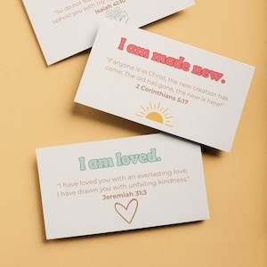 Tarjetas de Afirmaciones Cristianas para Niños – Tarjetas de Escrituras Imprimibles para Niños – Ánimo Basado en la Fe para Pequeños – Tarjetas con Versículos Bíblicos