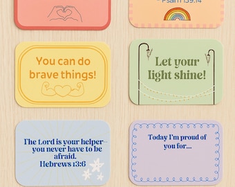 36 christelijke lunchbox-aantekeningen voor kinderen – afdrukbare kaarten met teksten en aanmoediging – op geloof gebaseerde back-to-school-aantekeningen